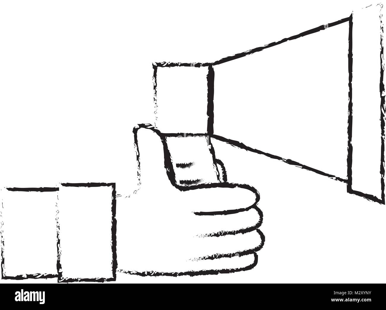 grunge man hand with megaphone speaker message Stock Vector Image & Art ...