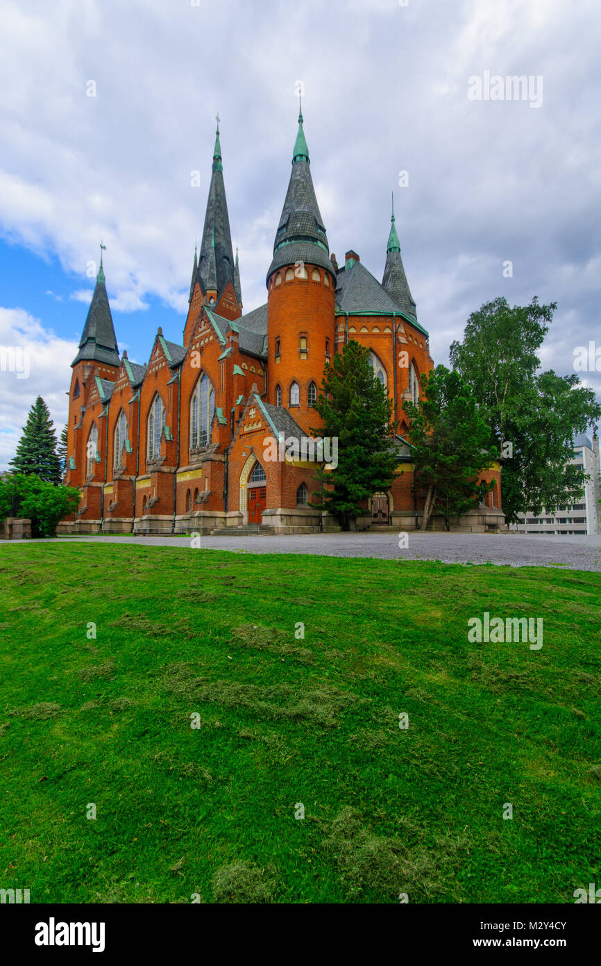 View of the Neo-Gothic redbrick Michaels Church, in Turku, Finland Stock Photo