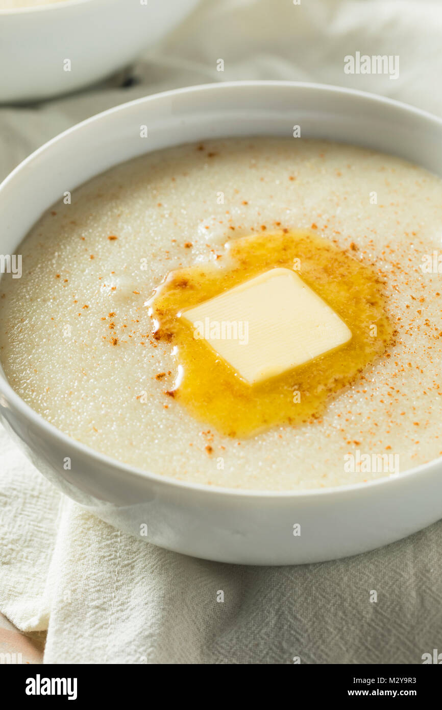 Homemade Healthy Creamy Wheat Farina Porridge for Breakfast Stock Photo