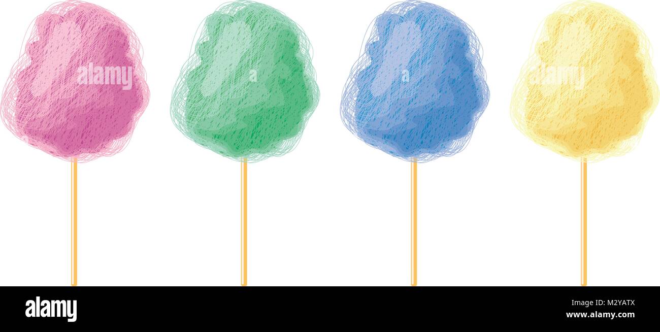 vector colorful candy cotton set isolated on white background ...