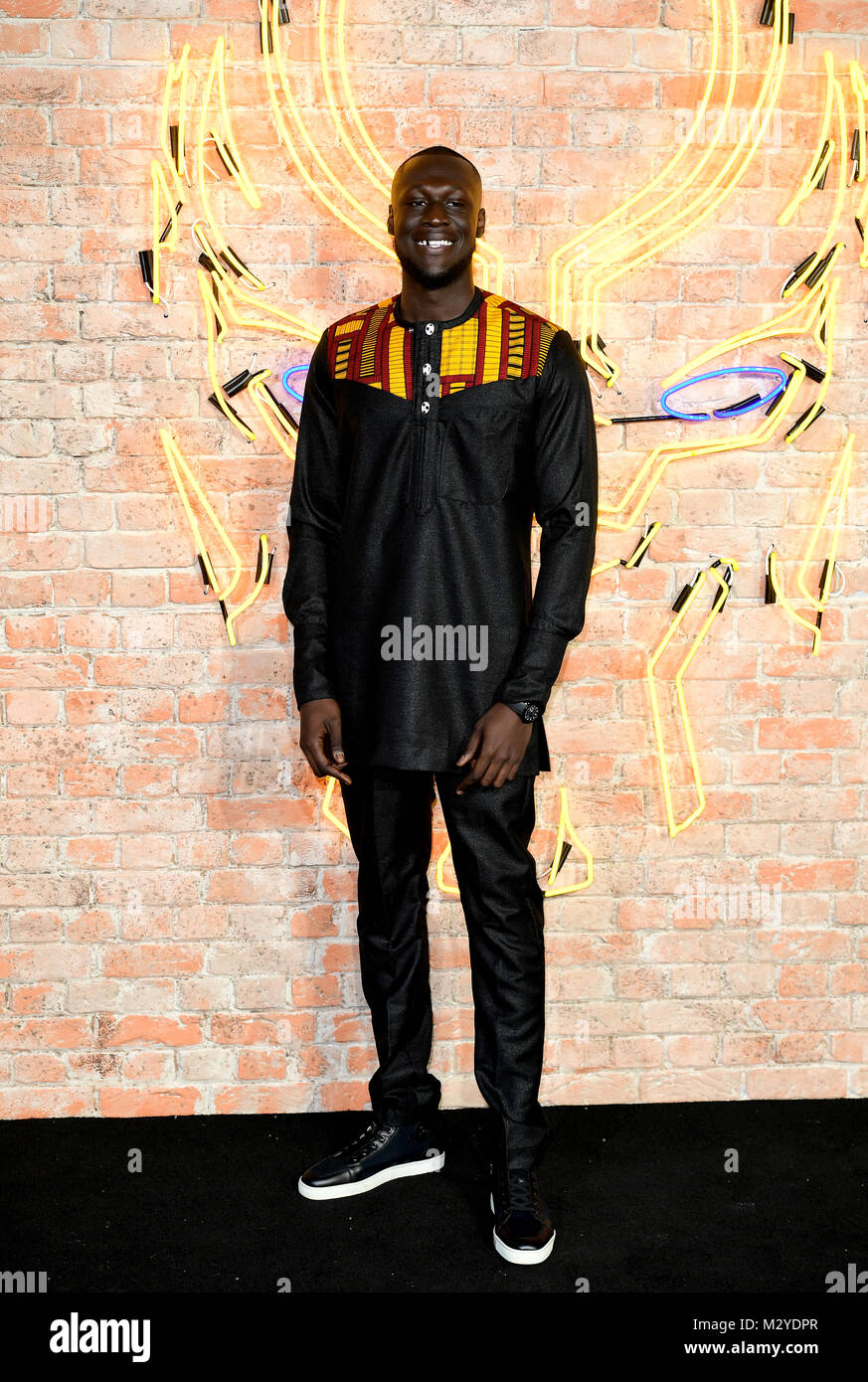 Stormzy attending The Black Panther European Premiere at The Eventim Apollo Hammersmith London. Stock Photo