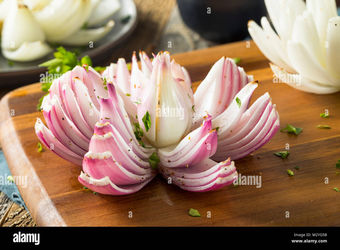 Baked Organic Onion Lotus Flower Ready to Eat Stock Photo Alamy