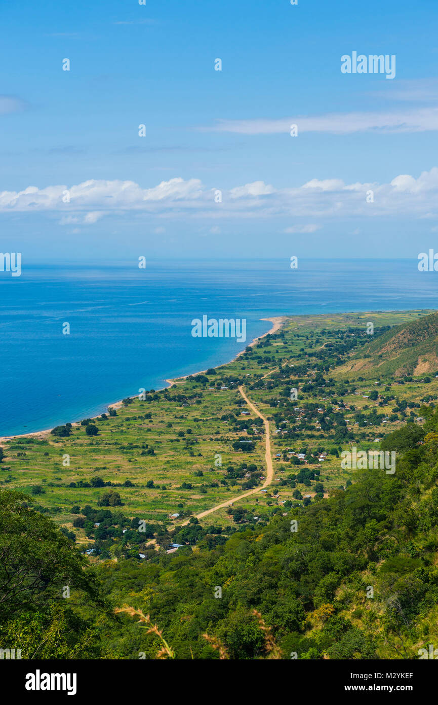 Overlook over  lake Malawi near Livingstonia, Africa Stock Photo