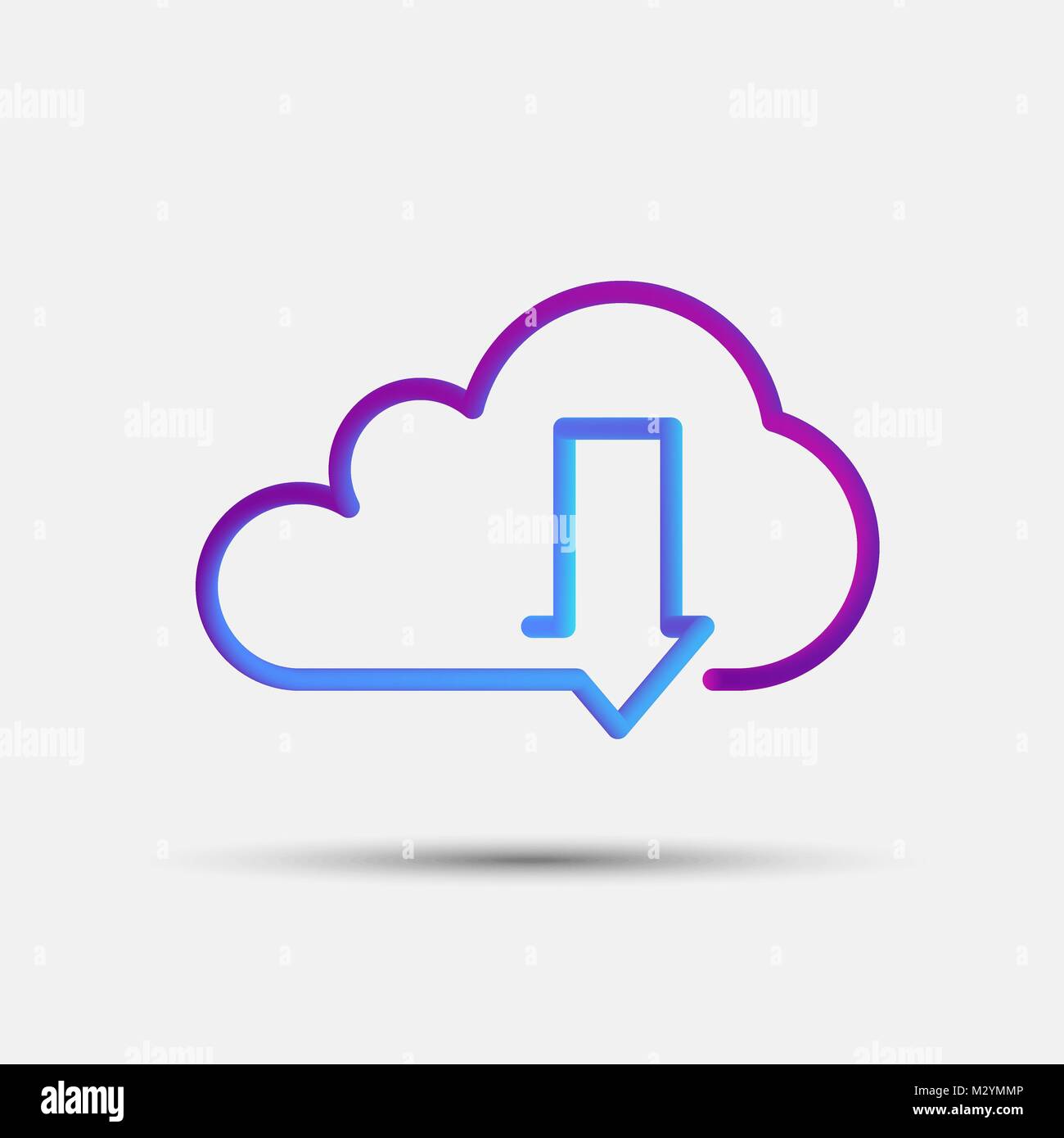 Download blended interlaced creative line icon. Trendy vector liquid 3d cloud computing download icon, logo, sign or emblem over white background Stock Vector