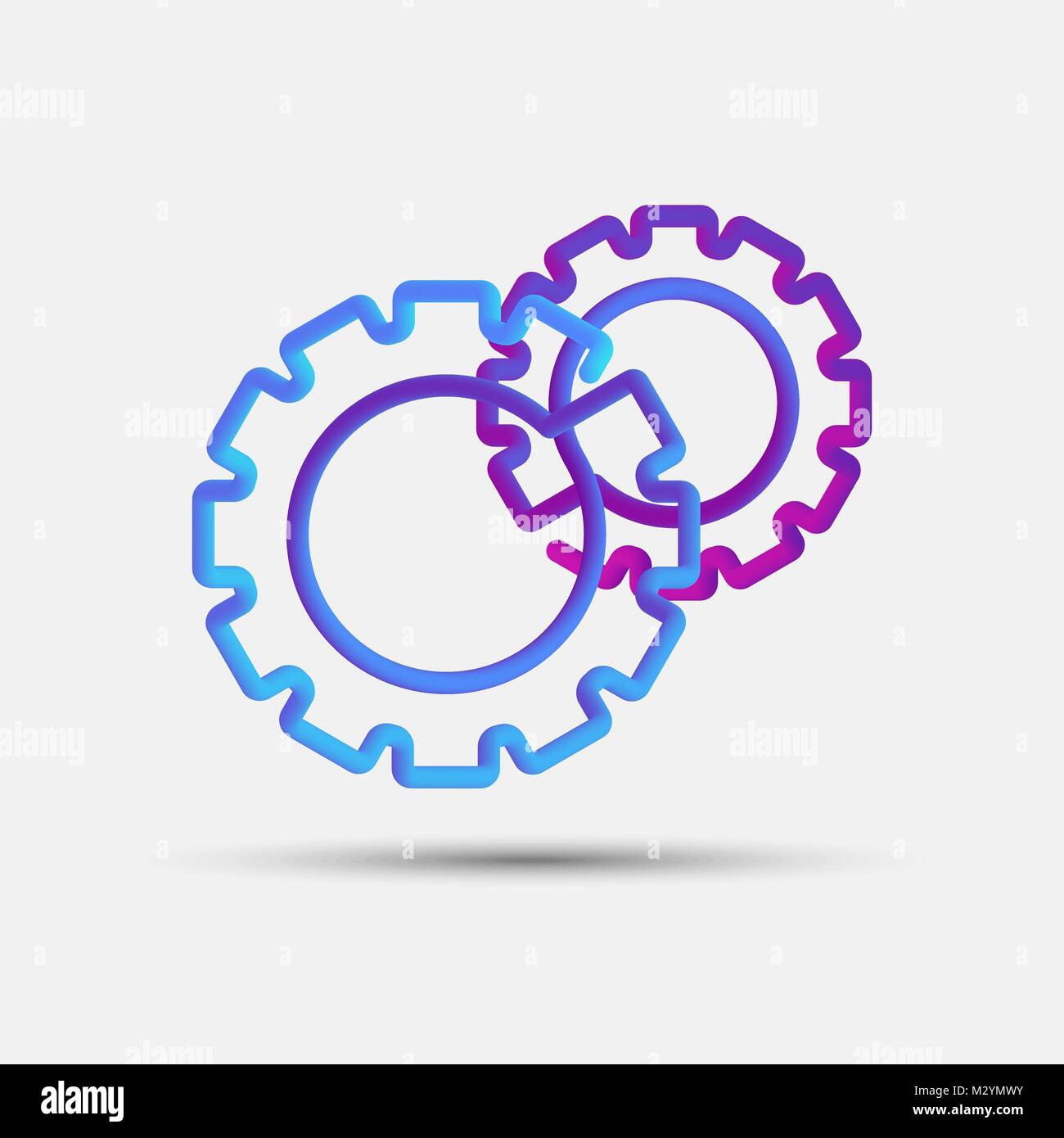 Cogwheel, engine, gear, mechanism blended interlaced creative line icon. Trendy vector liquid 3d gear icon, logo, sign or emblem over white background Stock Vector