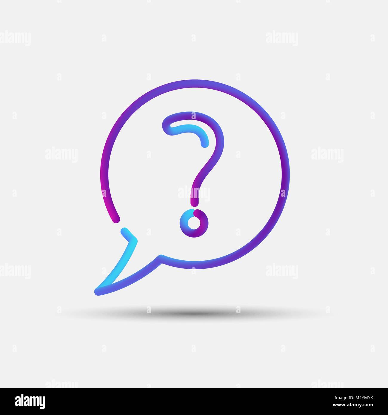 Faq, help, info, question, support blended interlaced creative line icon. Trendy vector liquid 3d cloud question mark icon, logo, sign or emblem Stock Vector
