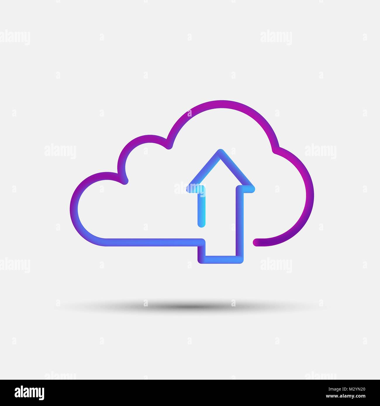 Upload blended interlaced creative line icon. Trendy vector liquid 3d cloud computing upload icon, logo, sign or emblem over white background Stock Vector
