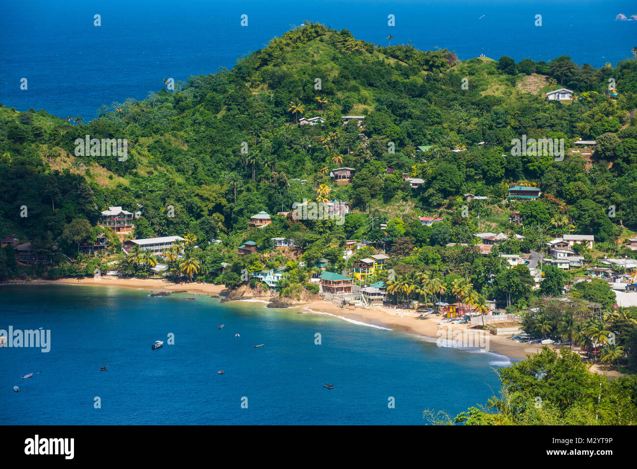 View over the bay of Castara, Tobago, Trinidad and Tobago, Caribbean