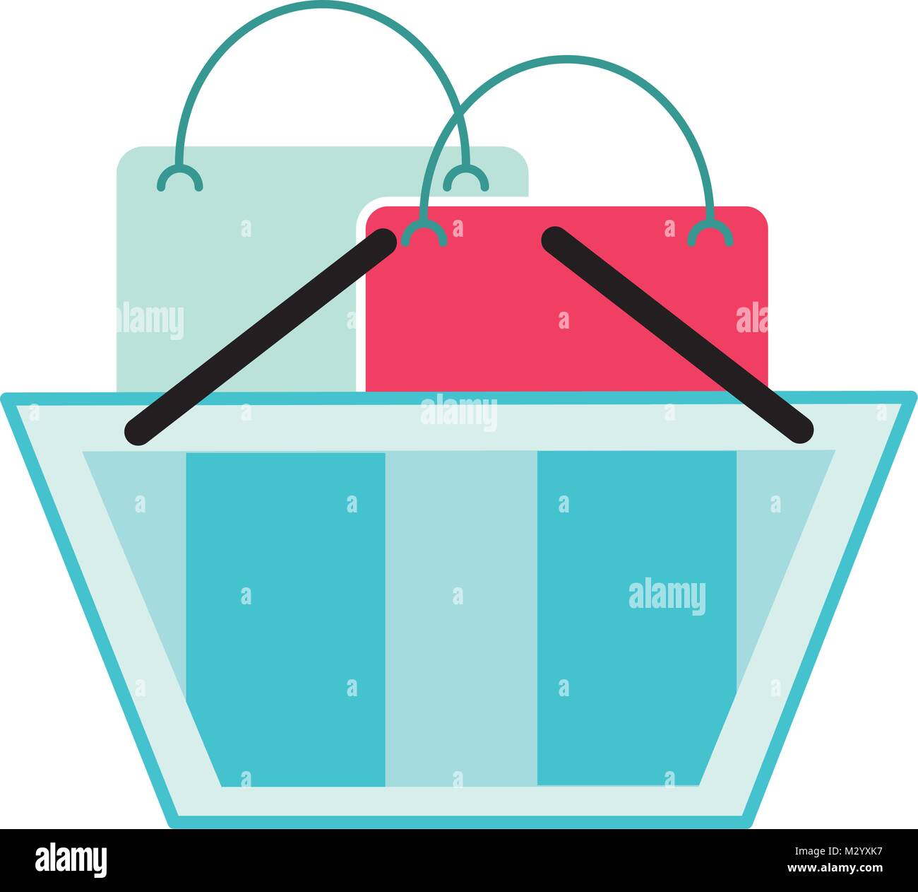 colorful market bag inside basket shopping design Stock Vector Image ...