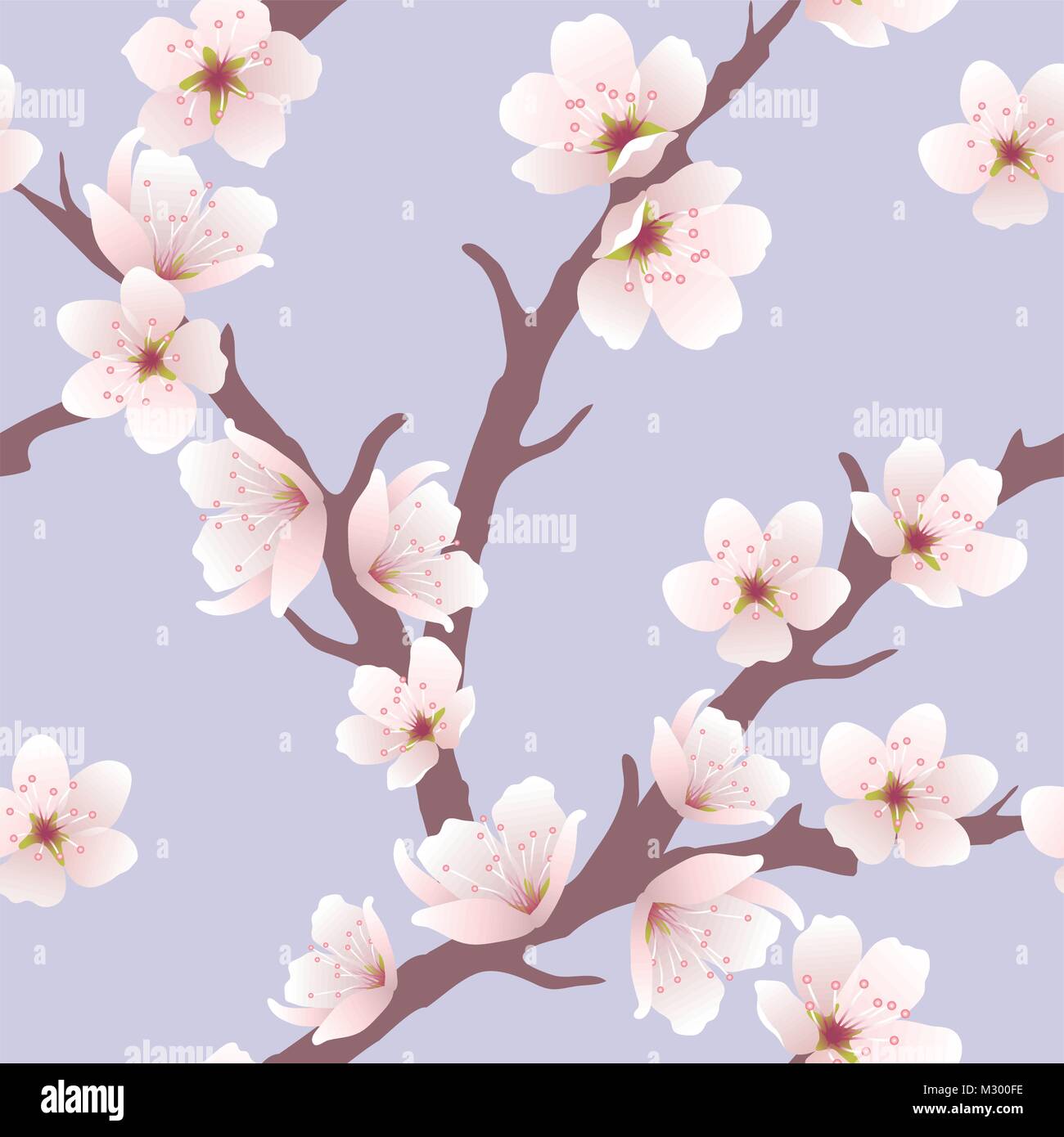 vector seamless floral background with cherry blossom pattern Stock ...