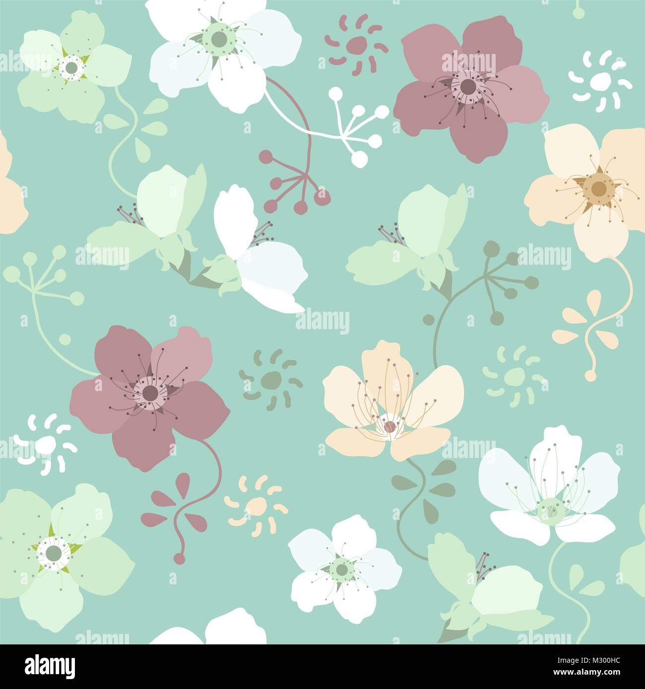 vector seamless floral pattern with colorful flowers Stock Vector Image ...