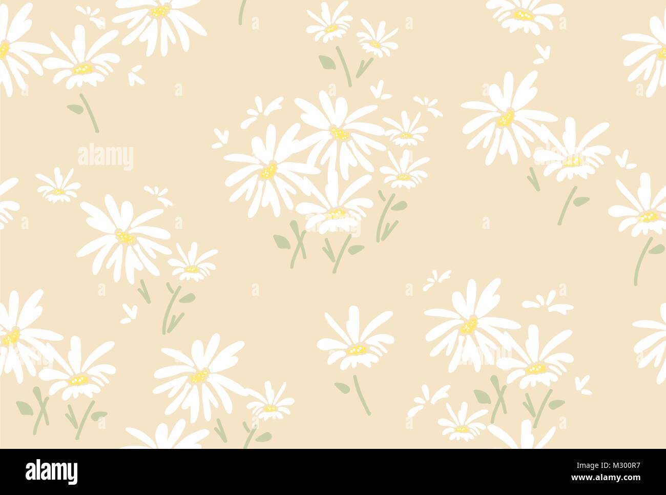 vector seamless floral pattern with chamomile flowers Stock Vector ...