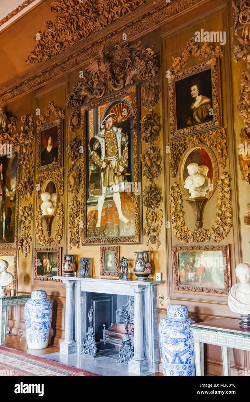 England, West Sussex, Petworth, Petworth House, The Carved Room, Portrait of Henry VIII Stock Photo