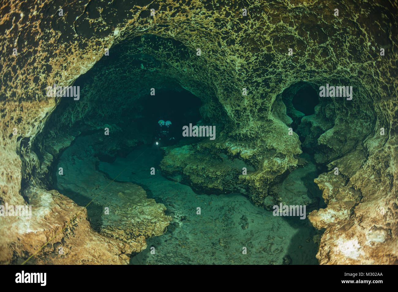 divers underwater caves diving Ginnie Springs Florida USA Stock Photo