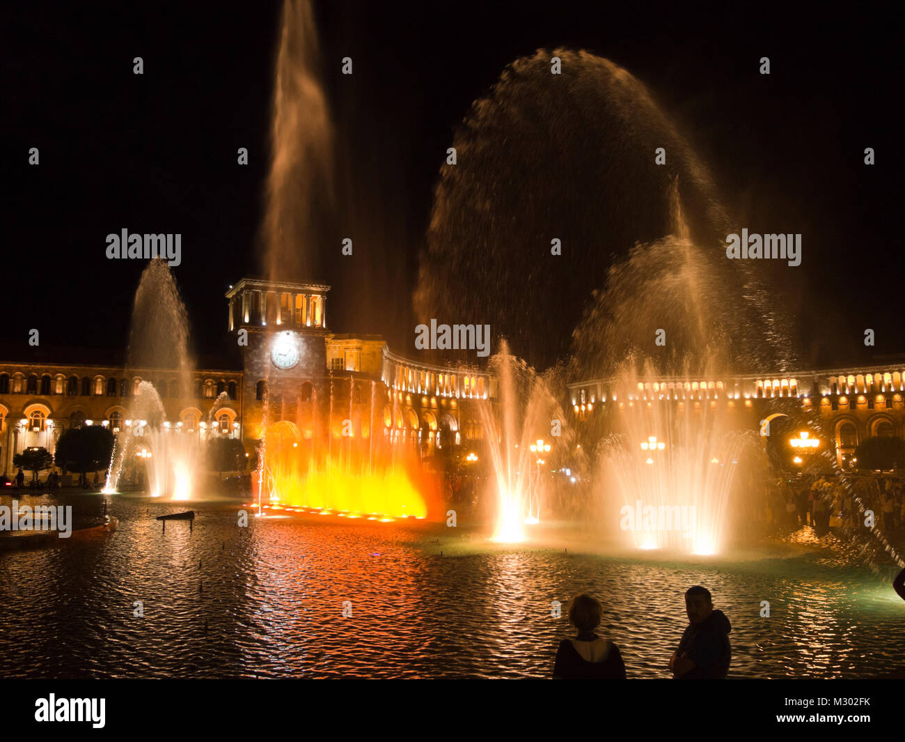 The Republic Square In Yerevan Armenia At Night Features A Musical