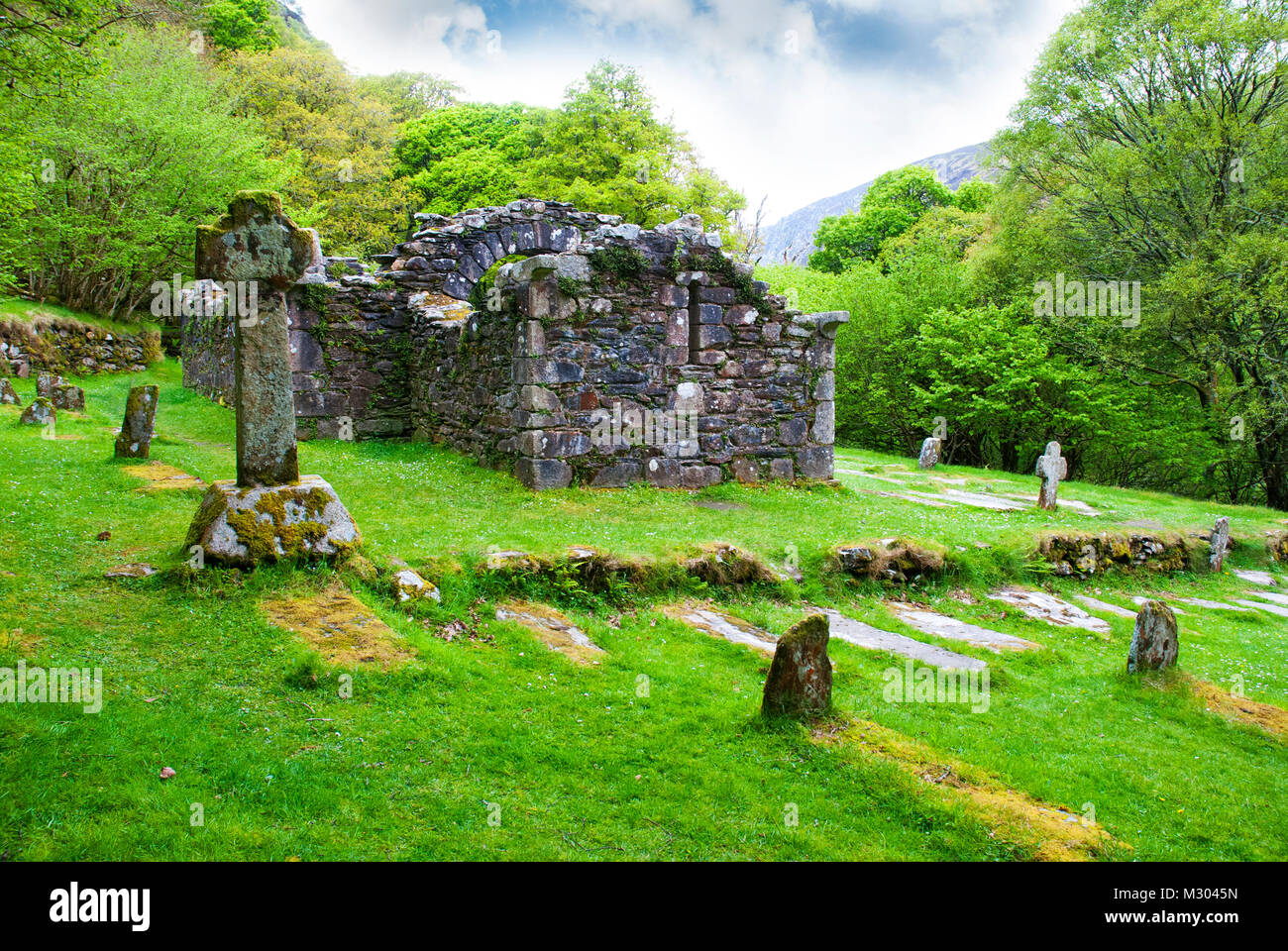 Glendalough.Ruins of the Reefert church,ireland Stock Photo