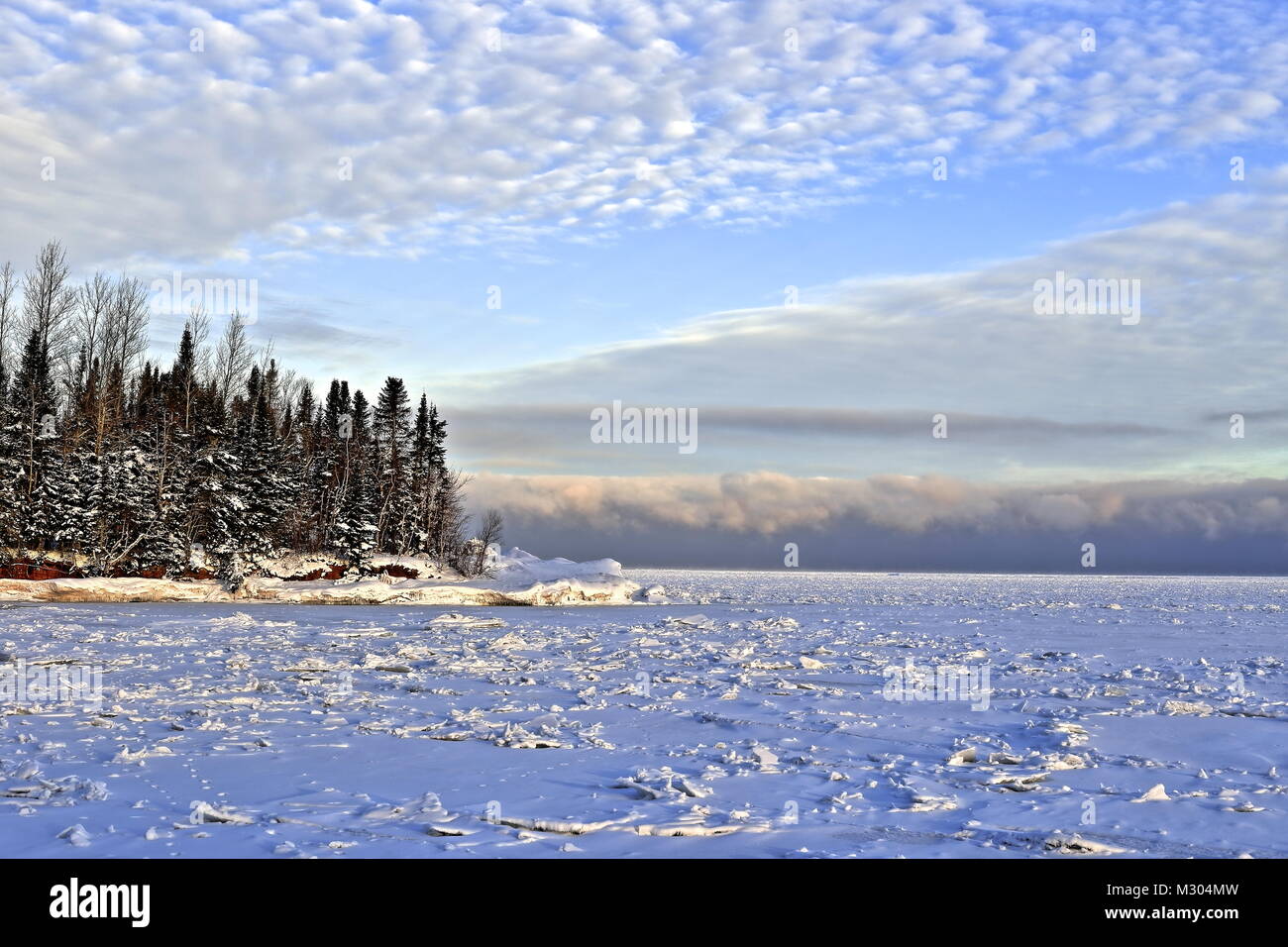 Ice on Lake Superior near Port Wing, Wisconsin, USA Stock Photo
