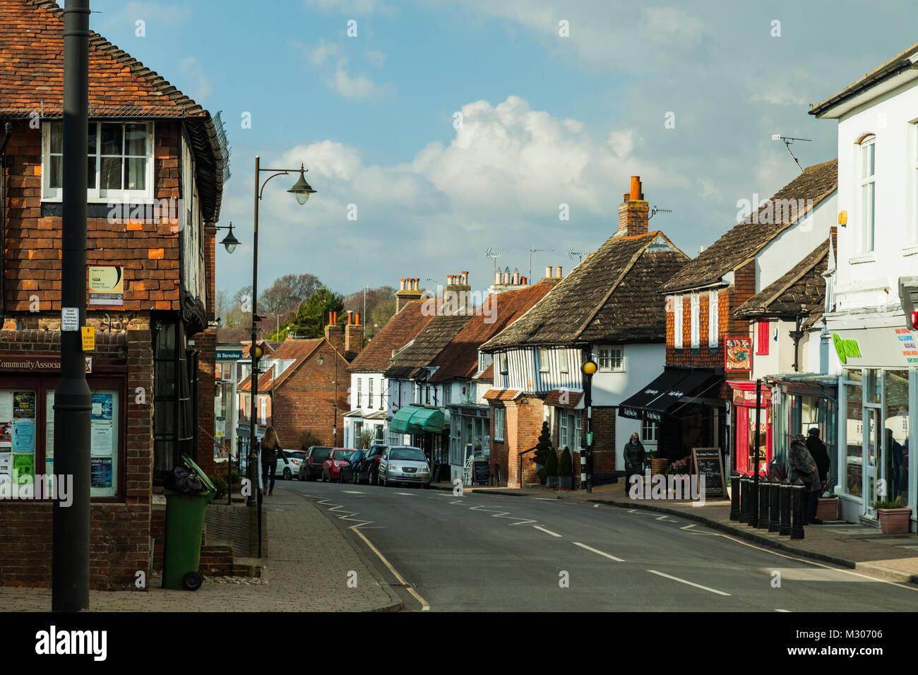 Winter afternoon on High Street in Steyning, West Sussex, England Stock ...