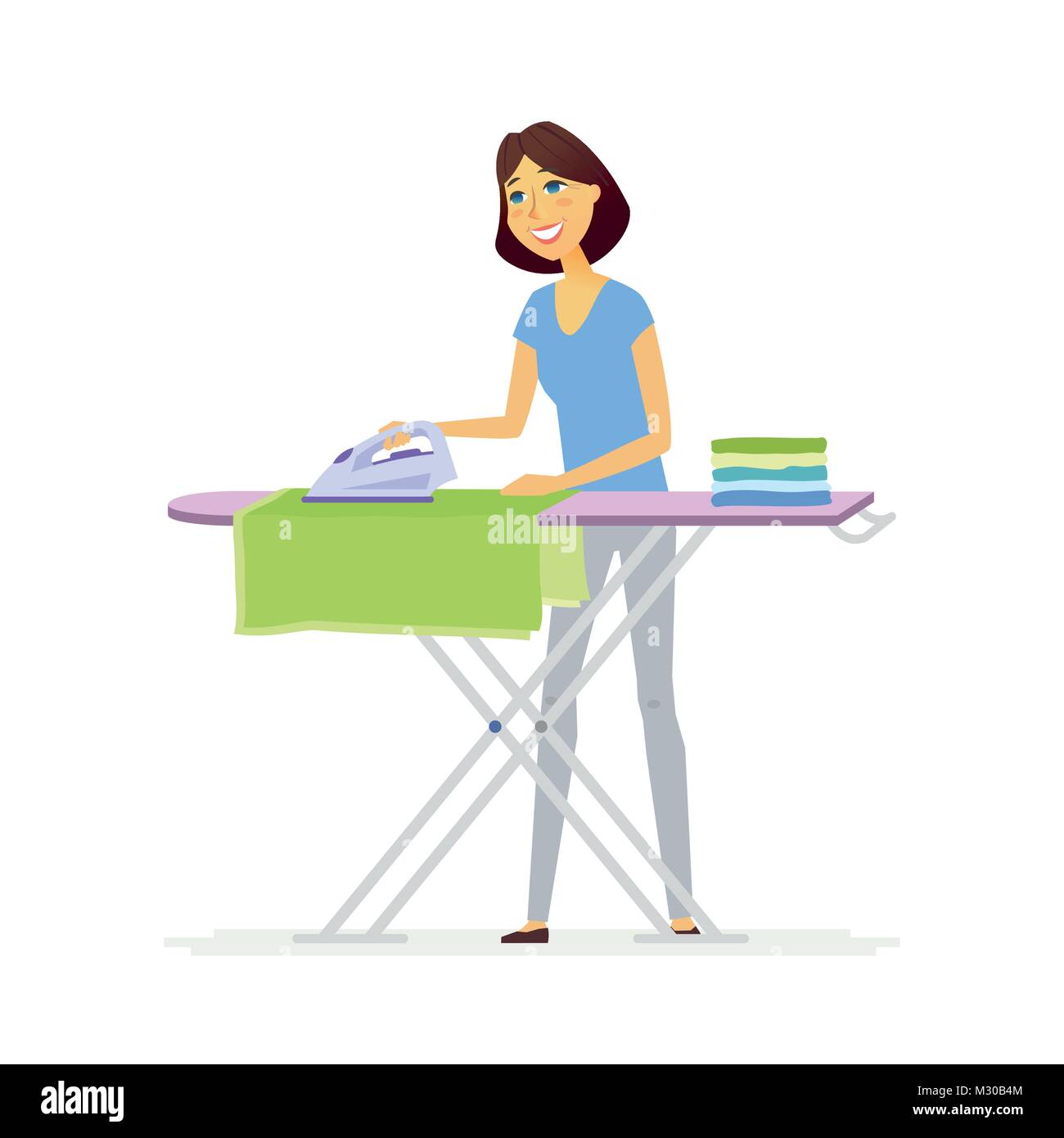 Young woman ironing clothes - cartoon people characters isolated  illustration Stock Vector Image & Art - Alamy