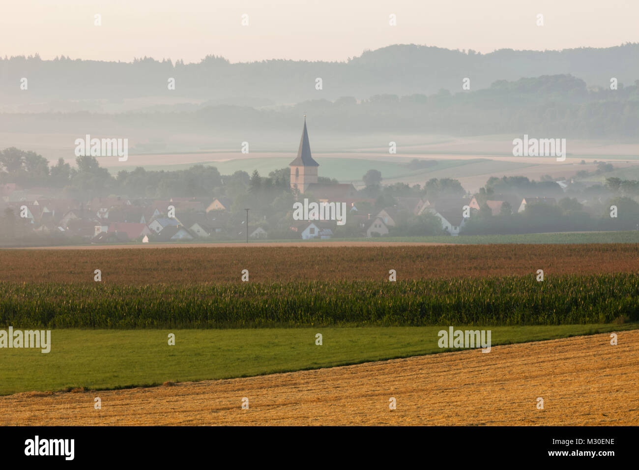 Germany, Bavaria, Romantic Road, Rural Scene near Rothenburg ob der Tauber Stock Photo