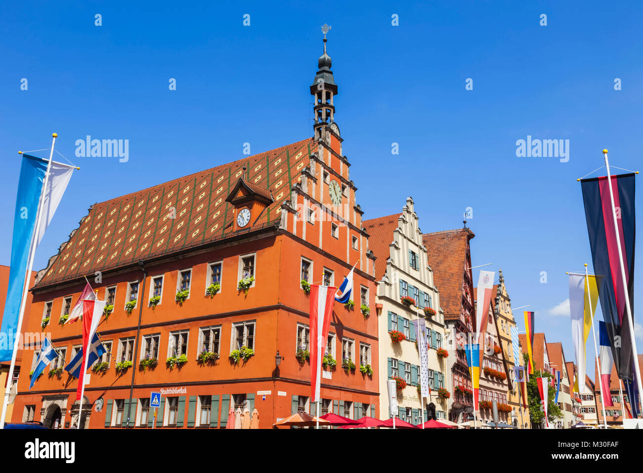 Germany, Bavaria, Romantic Road, Dinkelsbuhl, Street Scenes Stock Photo