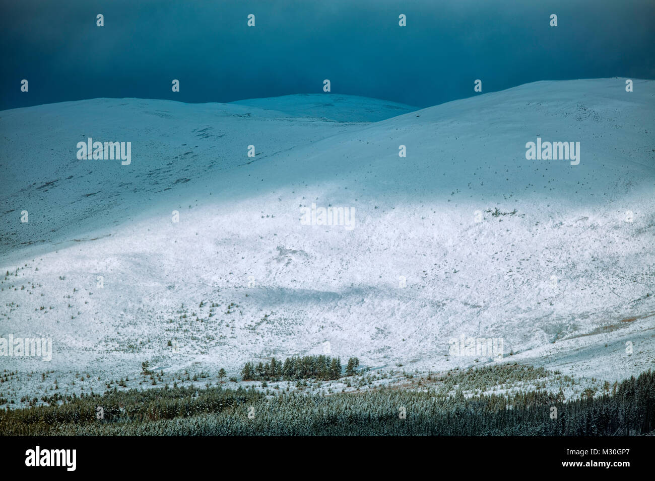 Snowy landscape in Scotland Stock Photo