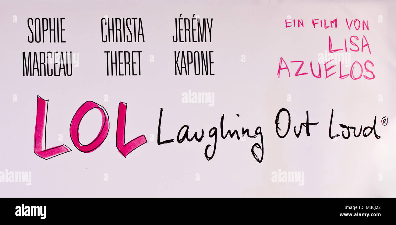 Werbeplakat beimPhotocall zum Film LOL "Laughing Out Loud" im Kempinski  Hotel Bristol Salon KPMl Stock Photo - Alamy