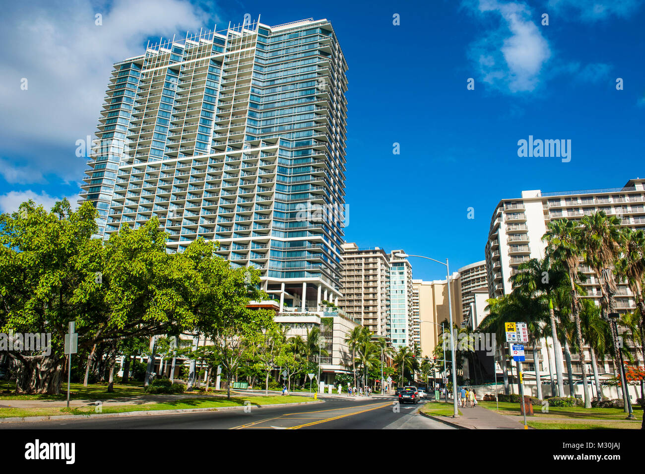 Huge hotel on Waikiki Beach, Oahu, Hawaii Stock Photo Alamy