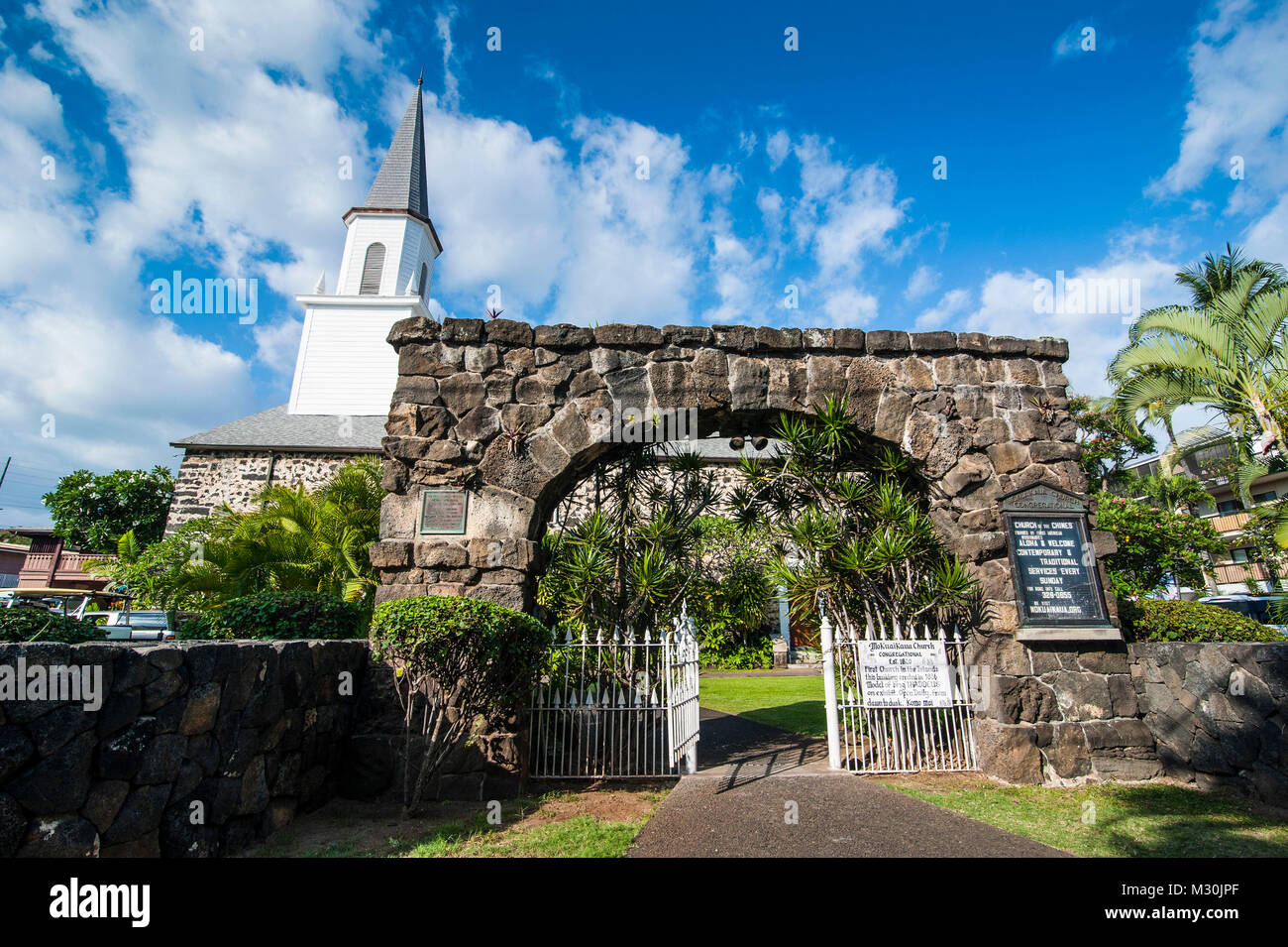 Mokuaikaua church, Kailua -Kona, Big Island, Hawaii Stock Photo