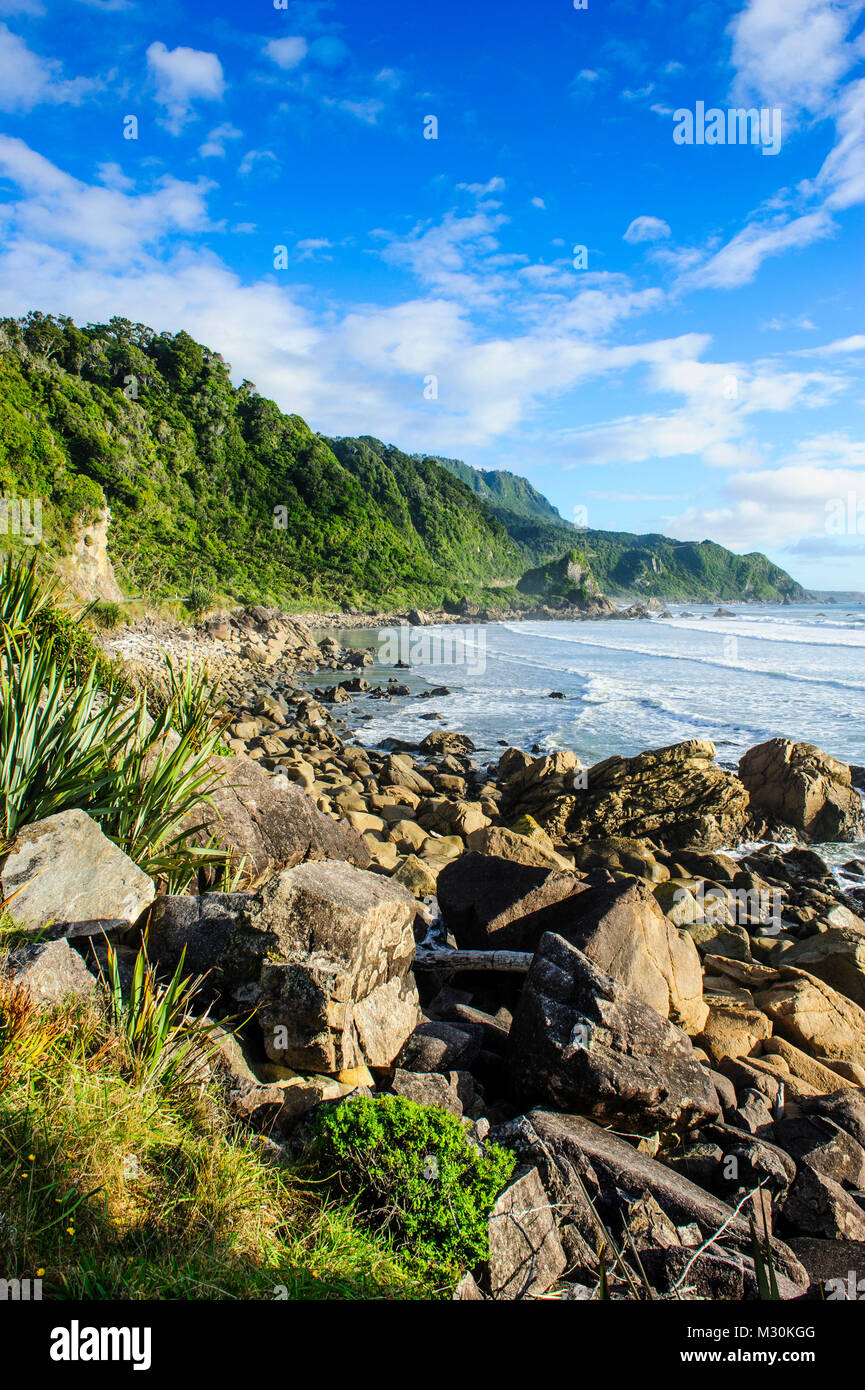 The untouched west coast of South island between Greymouth and Westport, New Zealand Stock Photo