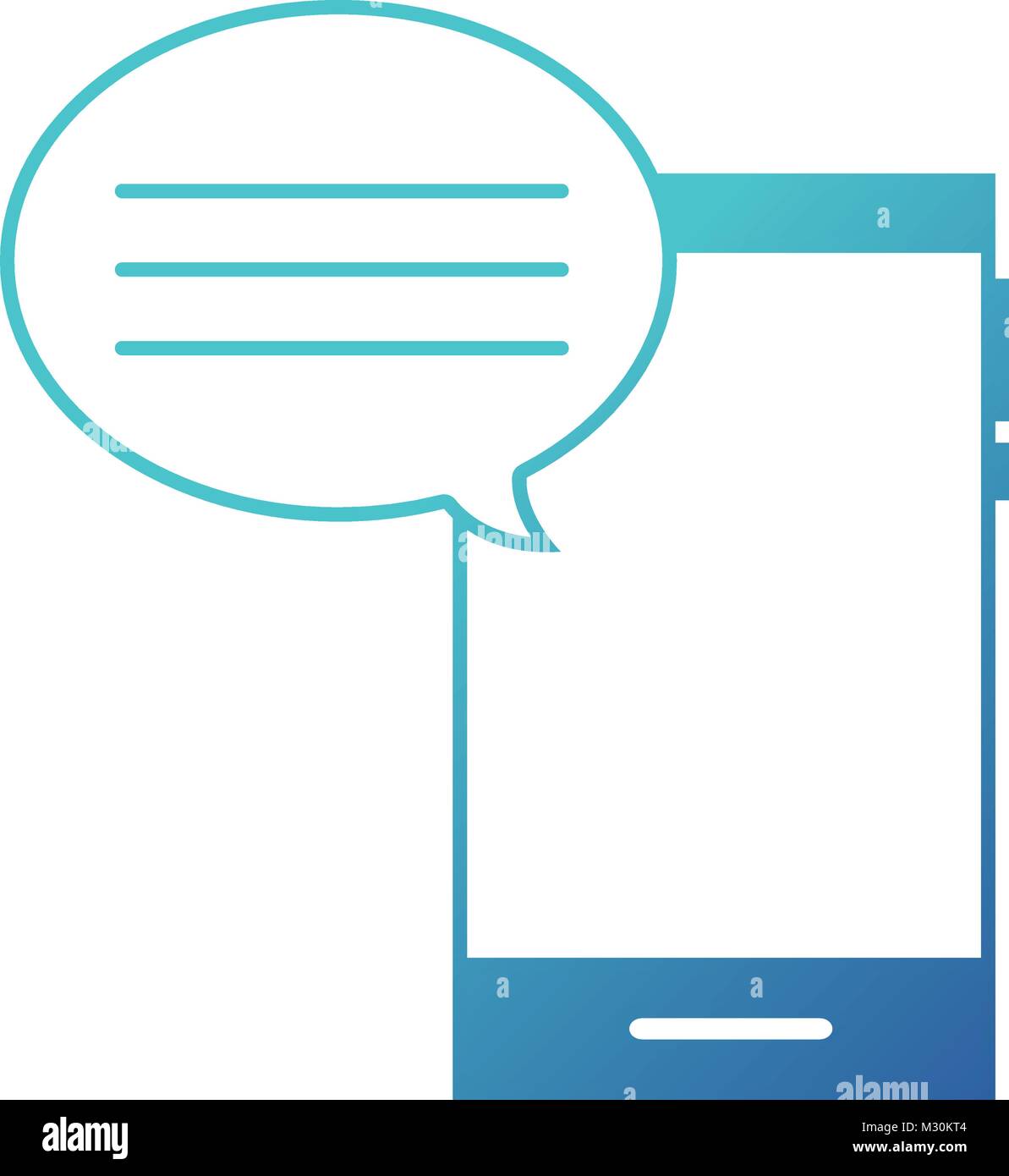 blue line smartphone technology with chat bubble message Stock Vector ...