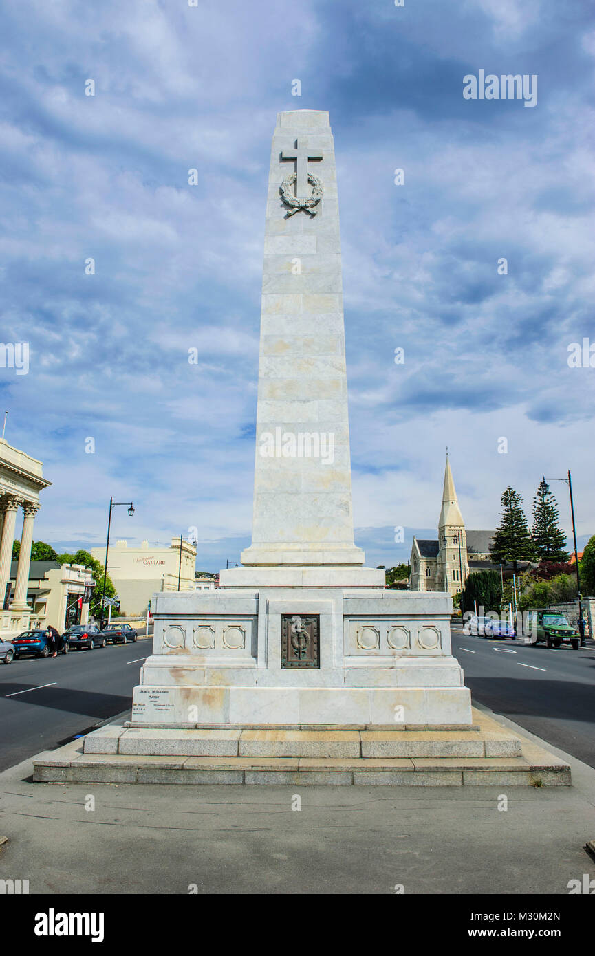 World war memorial, Harbour-tyne historic precinct, Oamaru, South Island, New Zealand Stock Photo