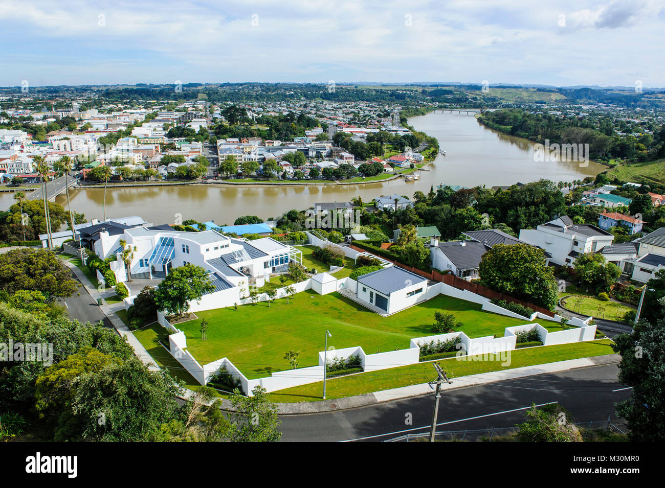 Overlook over Whanganui and the Whanganui river, North Island, New