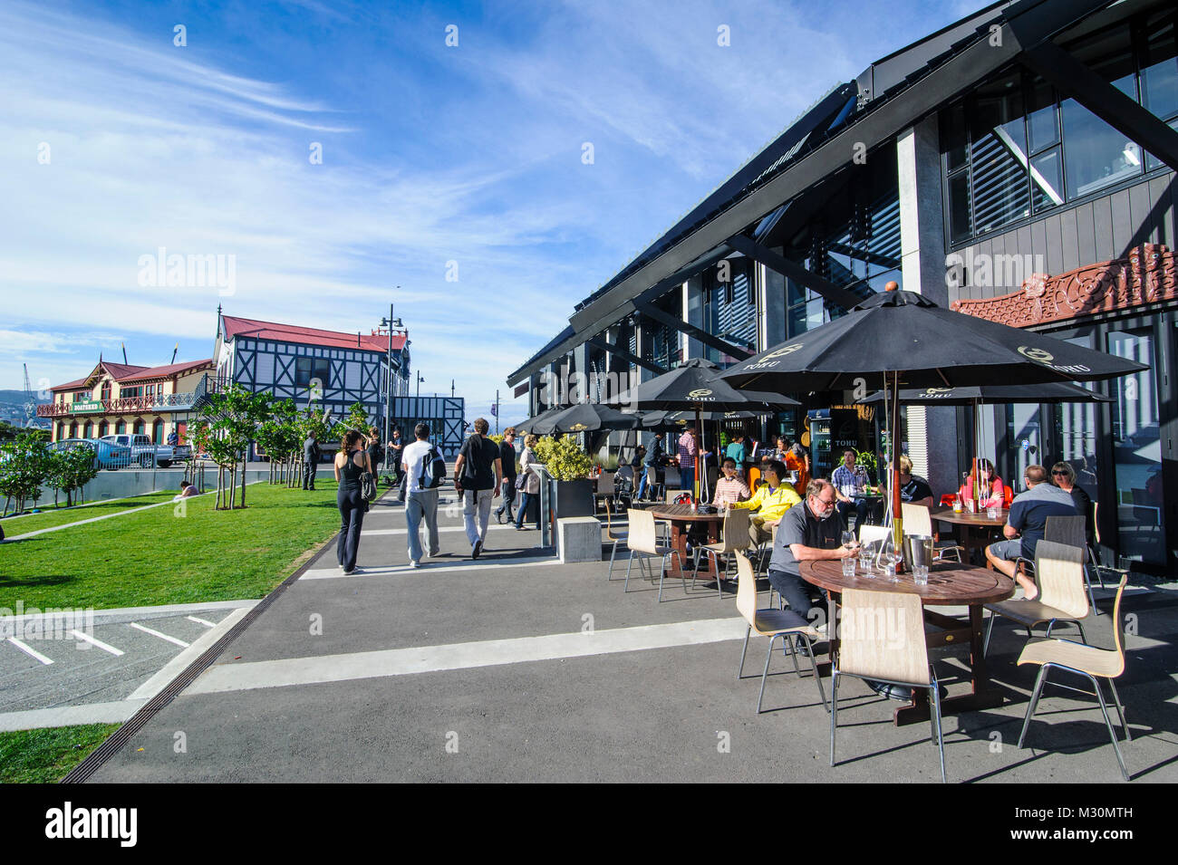 Restaurants around the Lambton harbour, Wellington, North Island, New Zealand Stock Photo Alamy