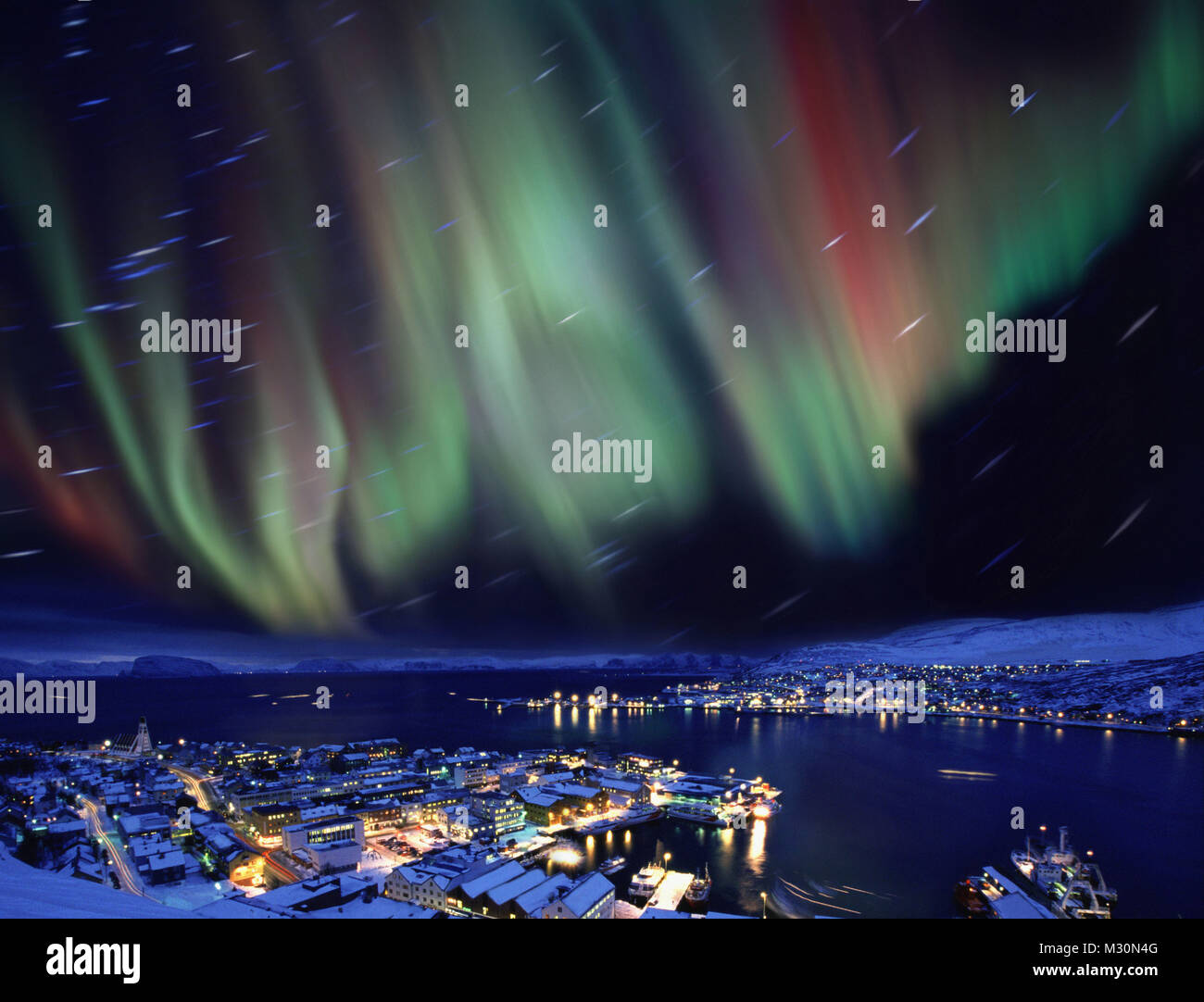 Northern lights over Hammerfest, Norway, Europe Stock Photo Alamy