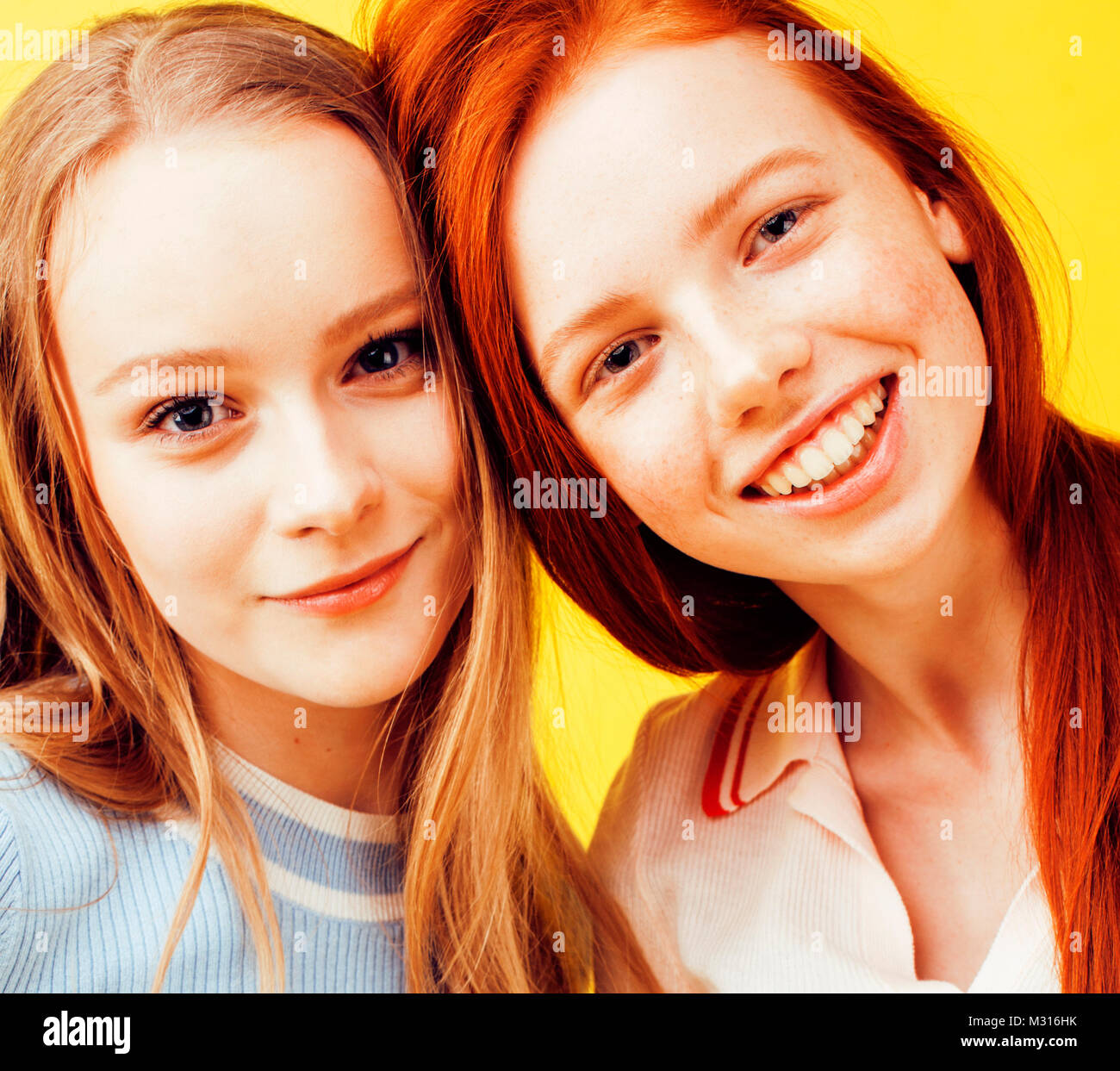 lifestyle people concept: two pretty young school teenage girls Stock ...