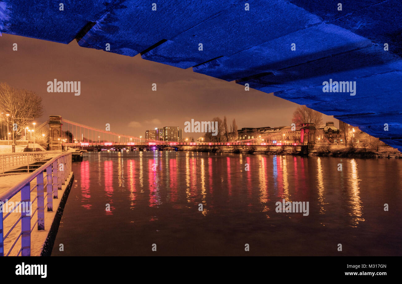 The LED feature lighting of the South Portland Street suspension