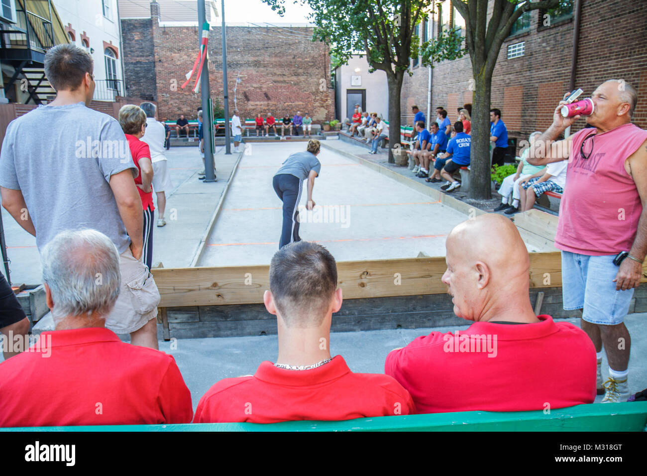 Baltimore Maryland,Little Italy neighborhood bocce ball,court,game,sport,player,league,man men male,team,MD100701038 Stock Photo