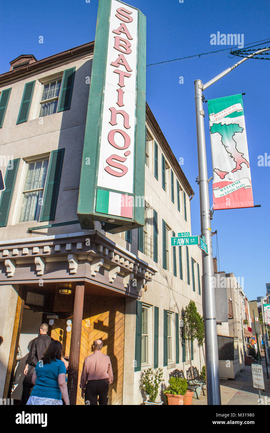 Baltimore Maryland,Little Italy neighborhood,restaurant restaurants food dining cafe cafes,Sabatino's,Italian cuisine,dining,banner,corner,banner,MD10 Stock Photo