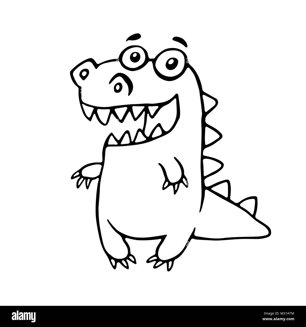 Cartoon friendly dragon illustration. Funny cute imaginary character Stock  Photo - Alamy
