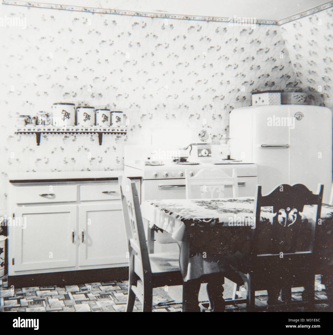 Vintage Kitchen Interior, USA Stock Photo