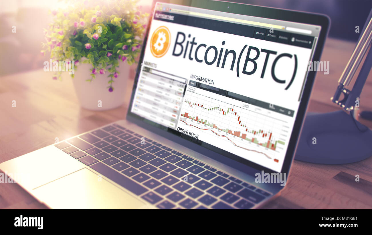 BITCOIN on Laptop Screen. Cryptocurrency Concept. 3D Stock Photo - Alamy