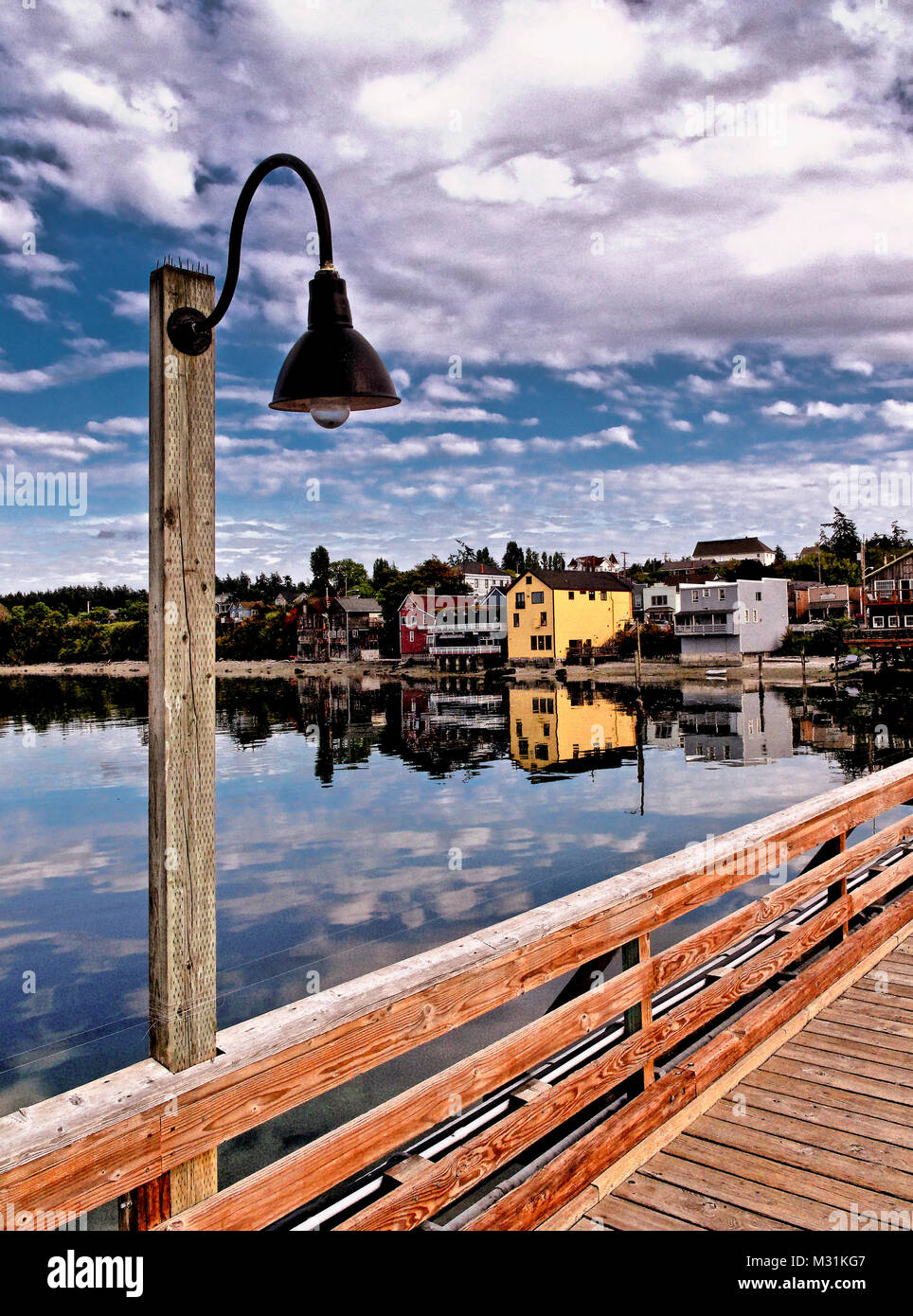 Coupeville, Washington waterfront with swanneck lamp Stock Photo Alamy