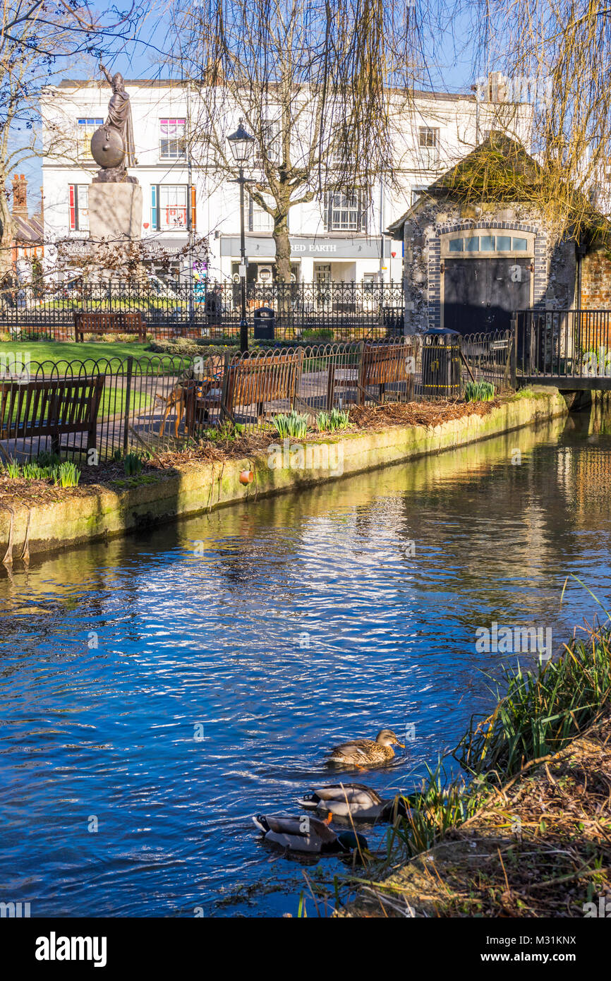 Abbey Mill Stream part of Abbey Gardens in the city of Winchester