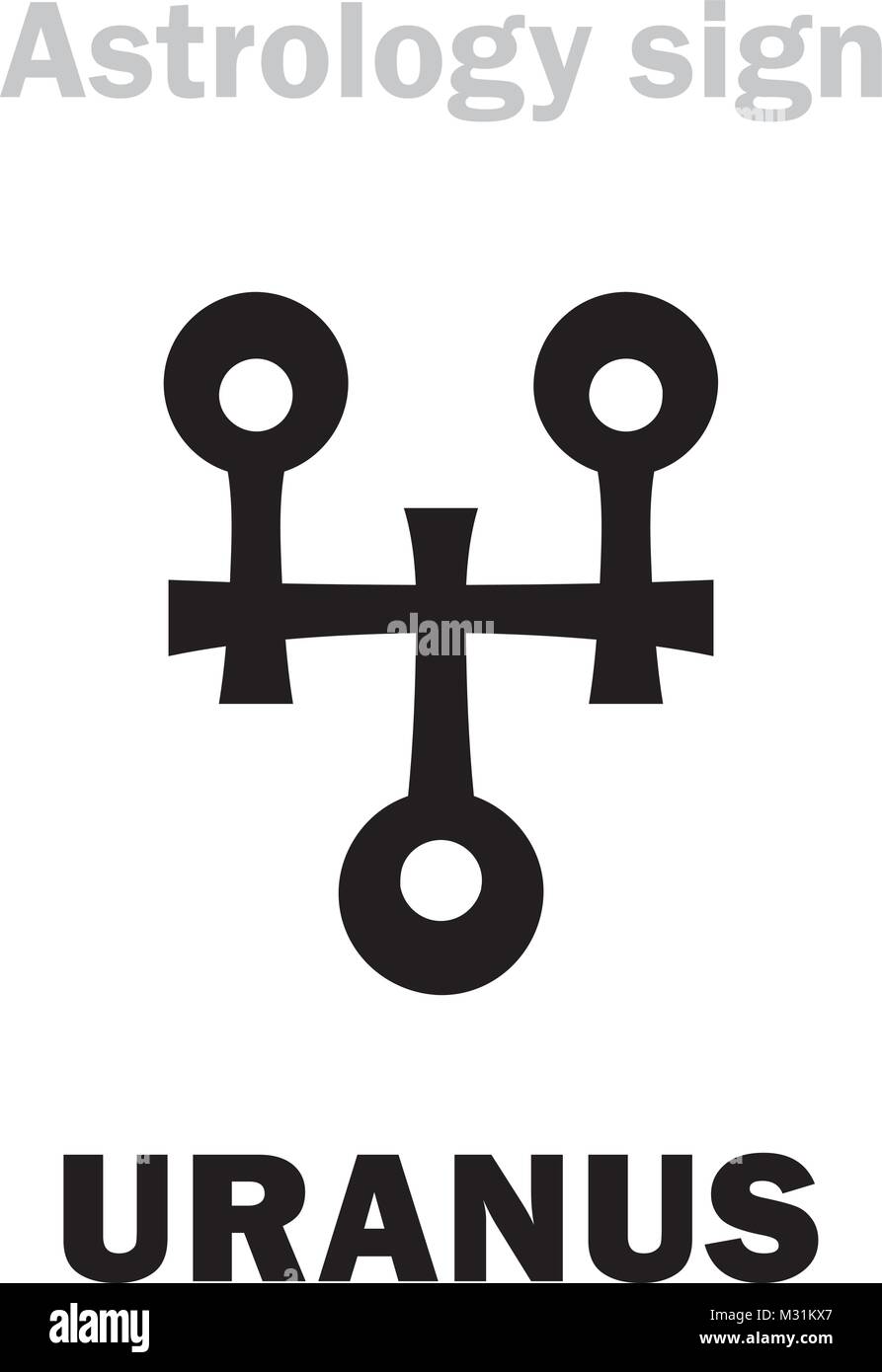 Astrology Alphabet: URANUS, higher global planet. Hieroglyphics character sign (modern symbol). Stock Vector
