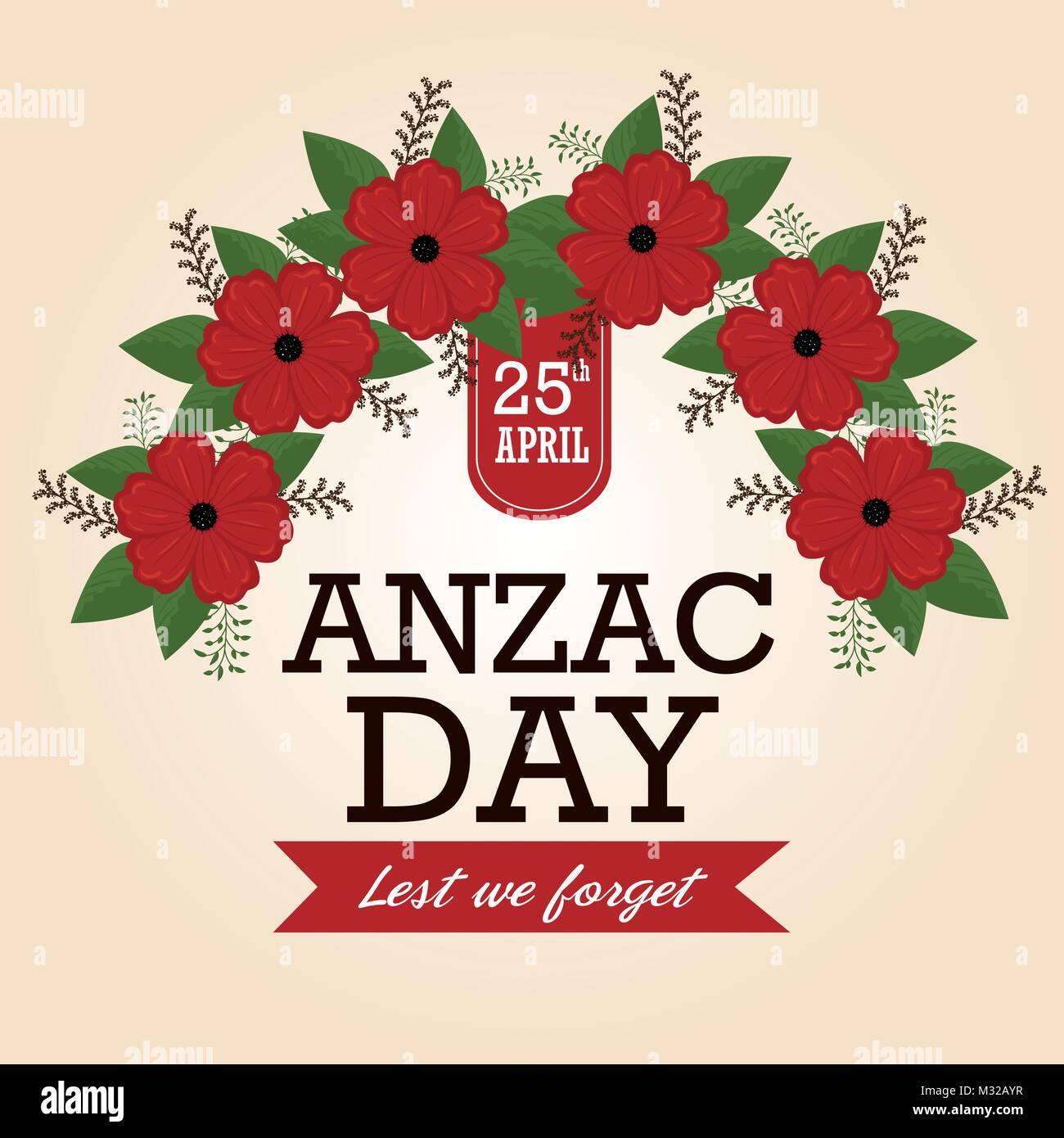 anzac day poster with red poppy flower Stock Vector Image & Art Alamy
