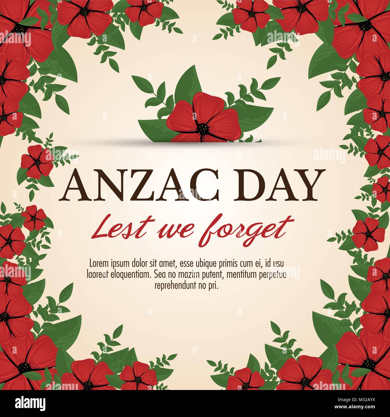 anzac day poster with red poppy flower Stock Vector Image & Art Alamy