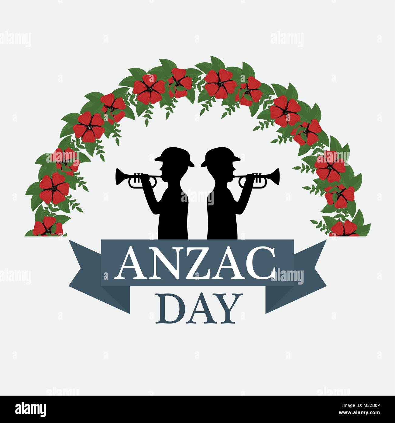 anzac day background with soldiers blowing trumpet Stock Vector Image