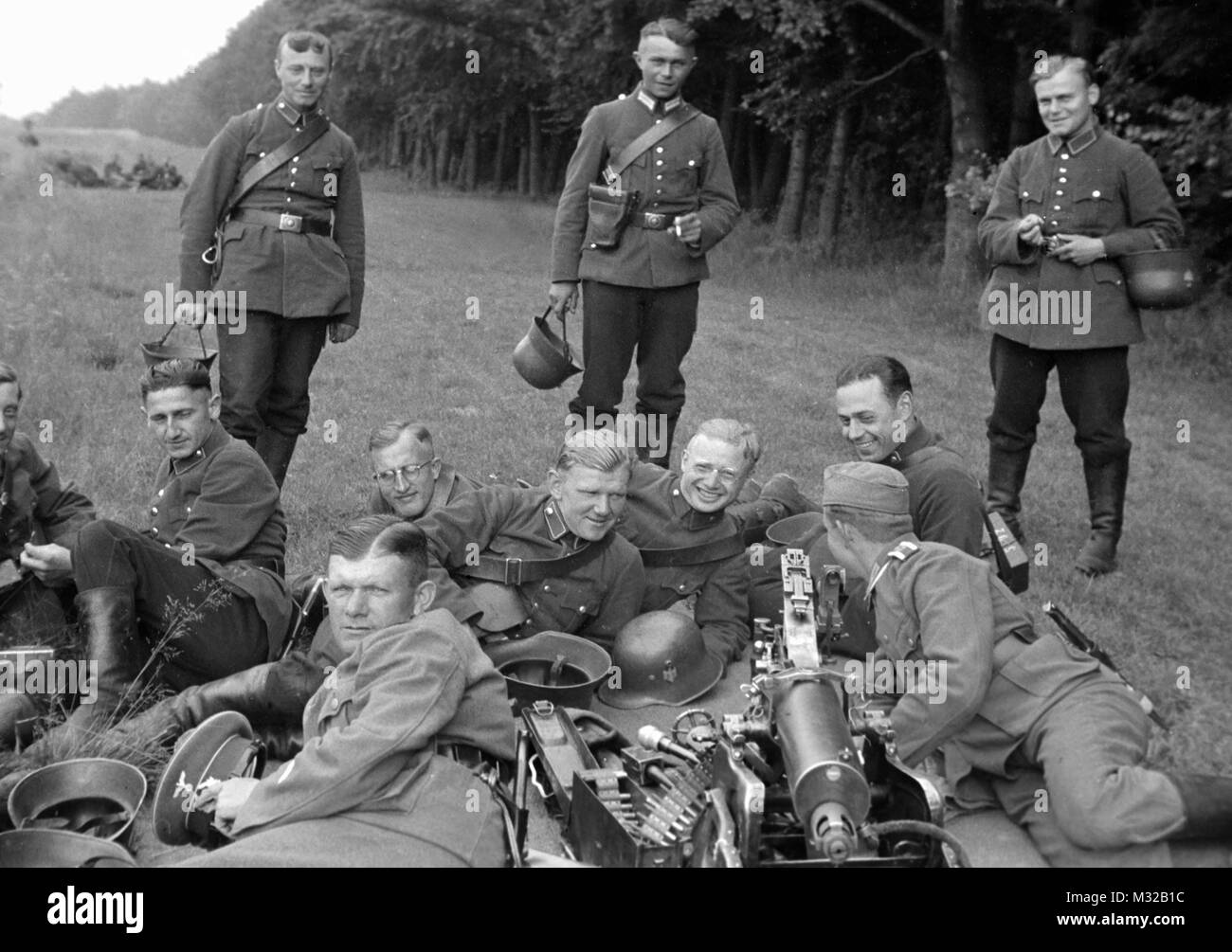German soldiers relax during some downtime, ca. 1938. Stock Photo