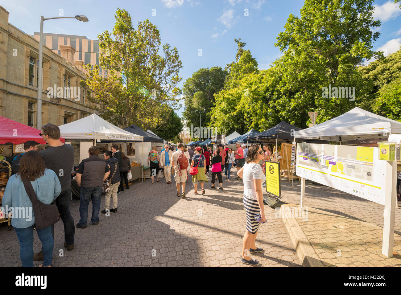 Salamanca Market is a street market in Salamanca Place, Hobart, Tasmania, Australia Stock Photo